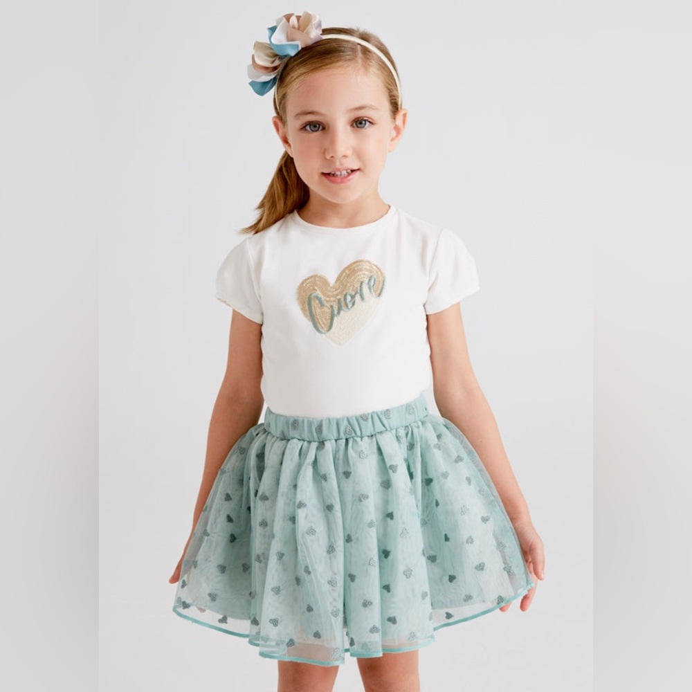 Size 6 Girls Mayoral Cream and Mint Kids Matching Set